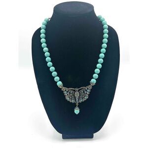 Heidi Daus Butterfly Necklace With Turquoise Beads Adjustable Womens